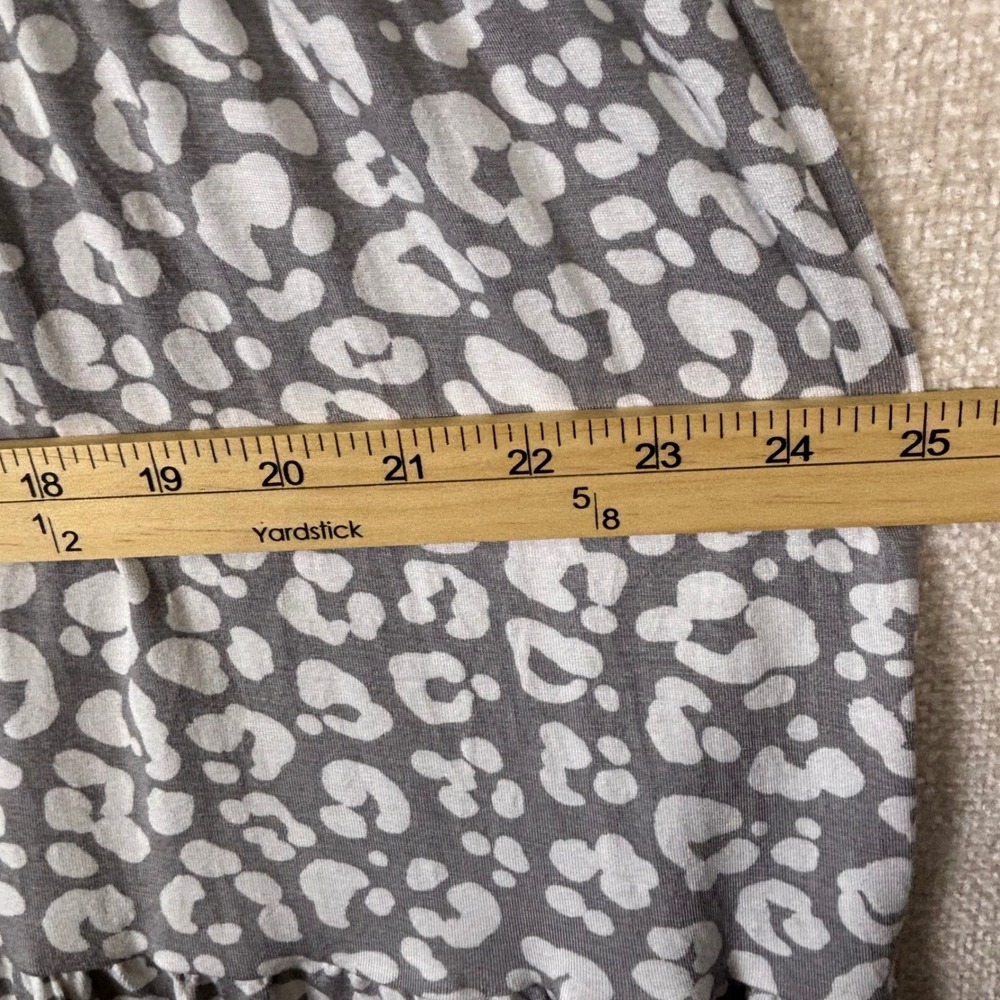 Mud Pie Womens Small Grey White Leopard Print Tiered Babydoll Dress Mock Neck - Picture 7 of 8